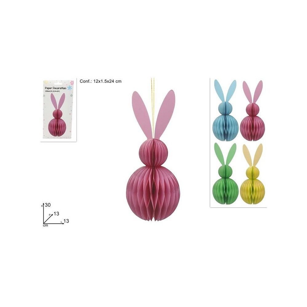 FESTONE CONIGLIO IN CARTA 30 CM 4 COL.